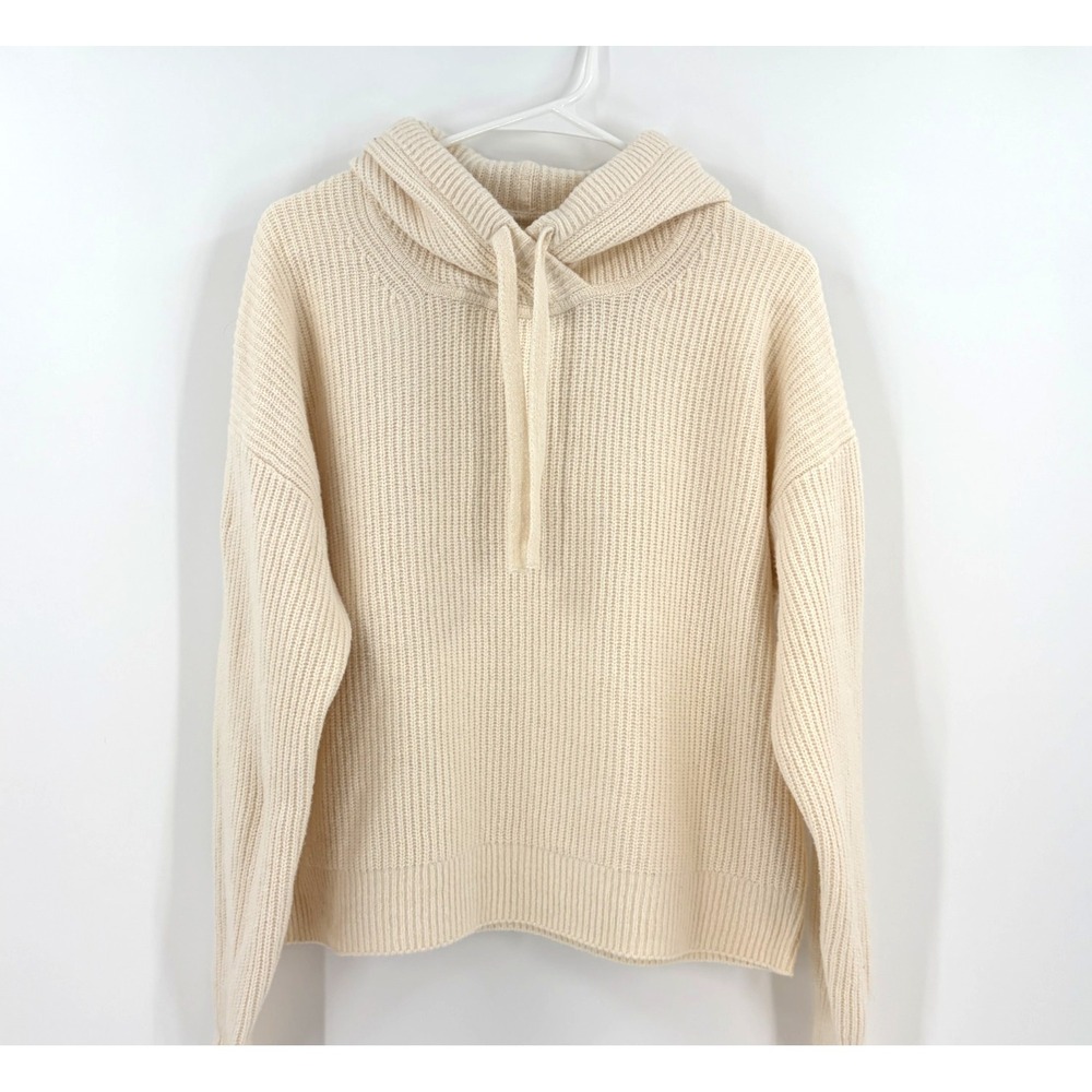 GAP Hoodie Womens Medium Pullover Ivory Knit Long Sleeve Minimalist Coastal
